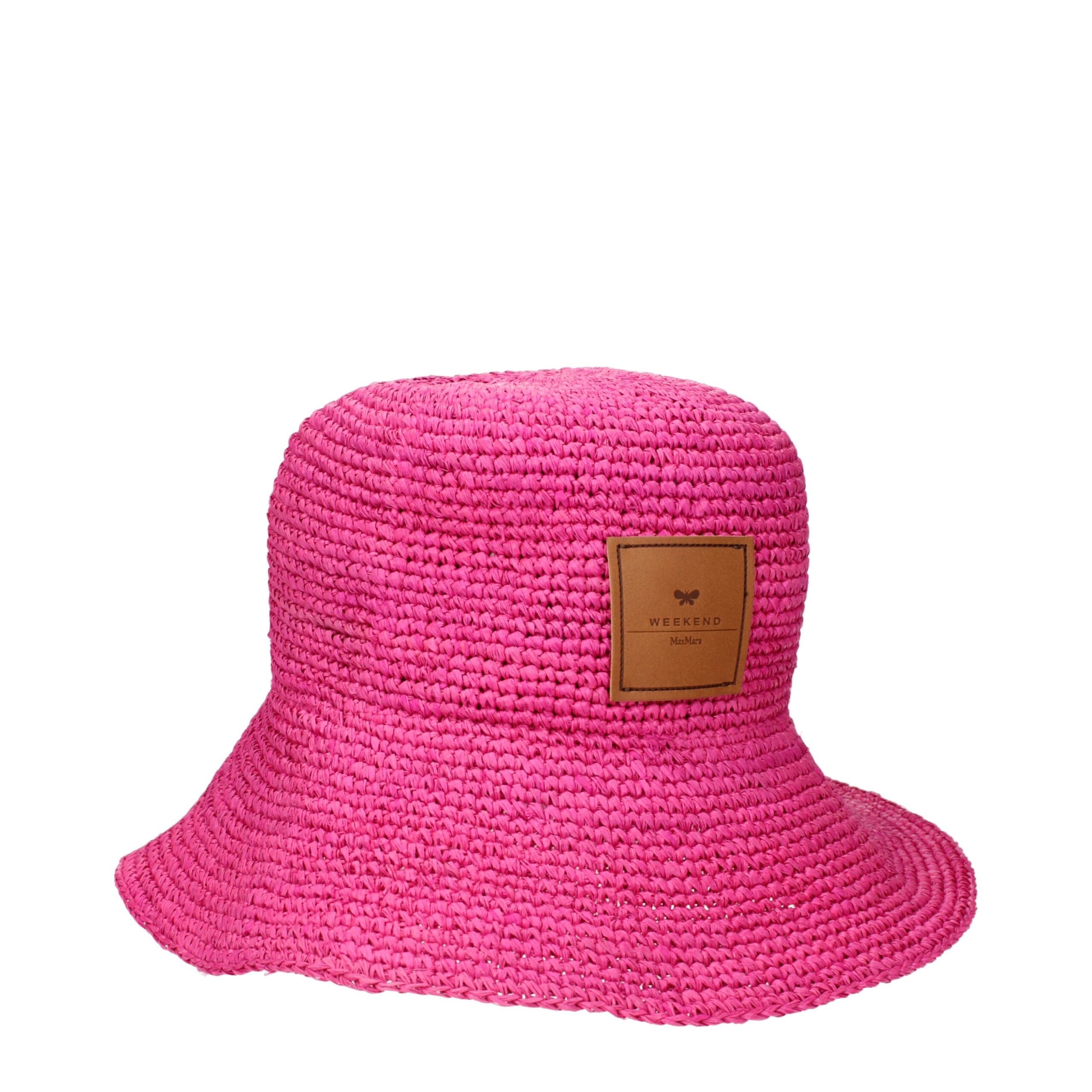Pink Raffia Bucket Hats Max Mara