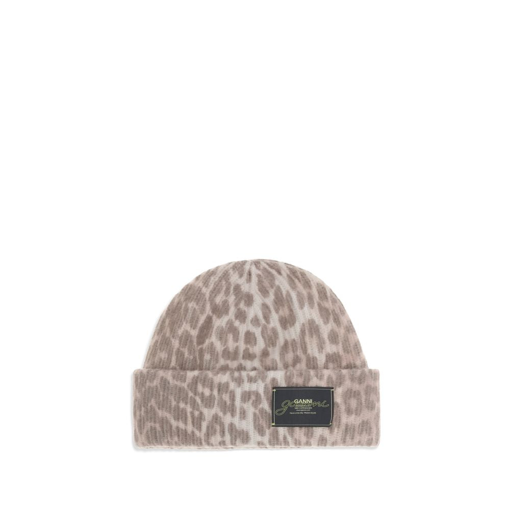 Leopard beanie Hat Ganni