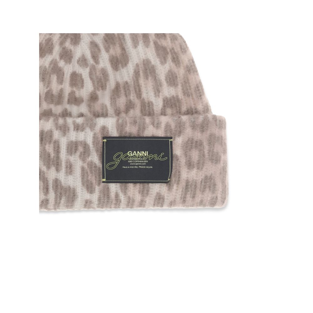 Leopard beanie Hat Ganni