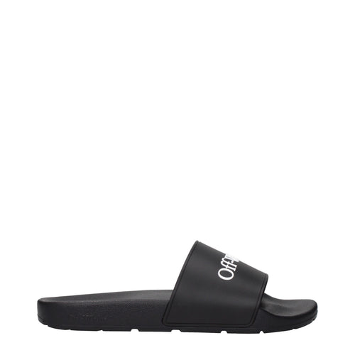 Black Cotton Slippers Sandals Off-White