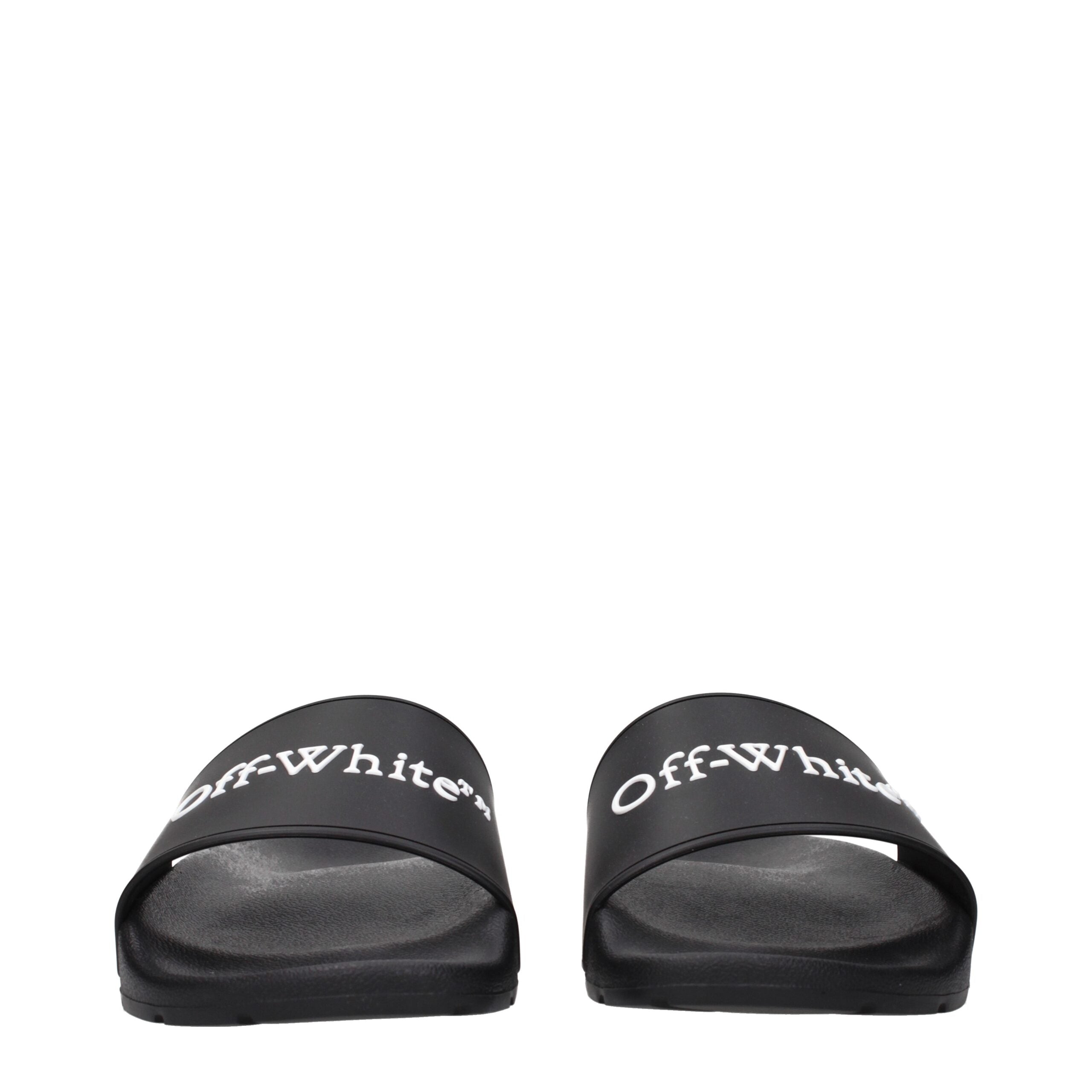 Black Cotton Slippers Sandals Off-White