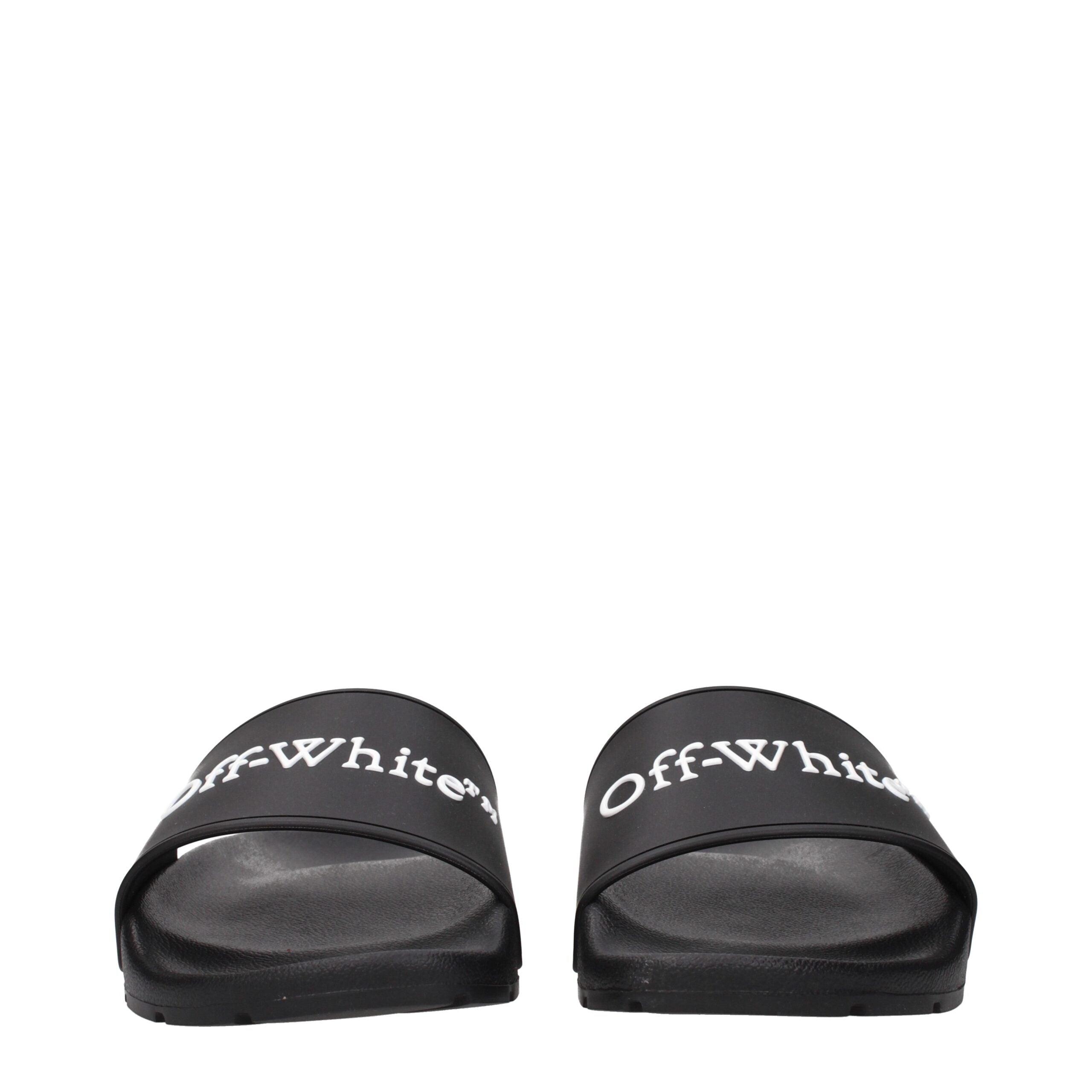 Black Cotton Slippers Sandals Off-White