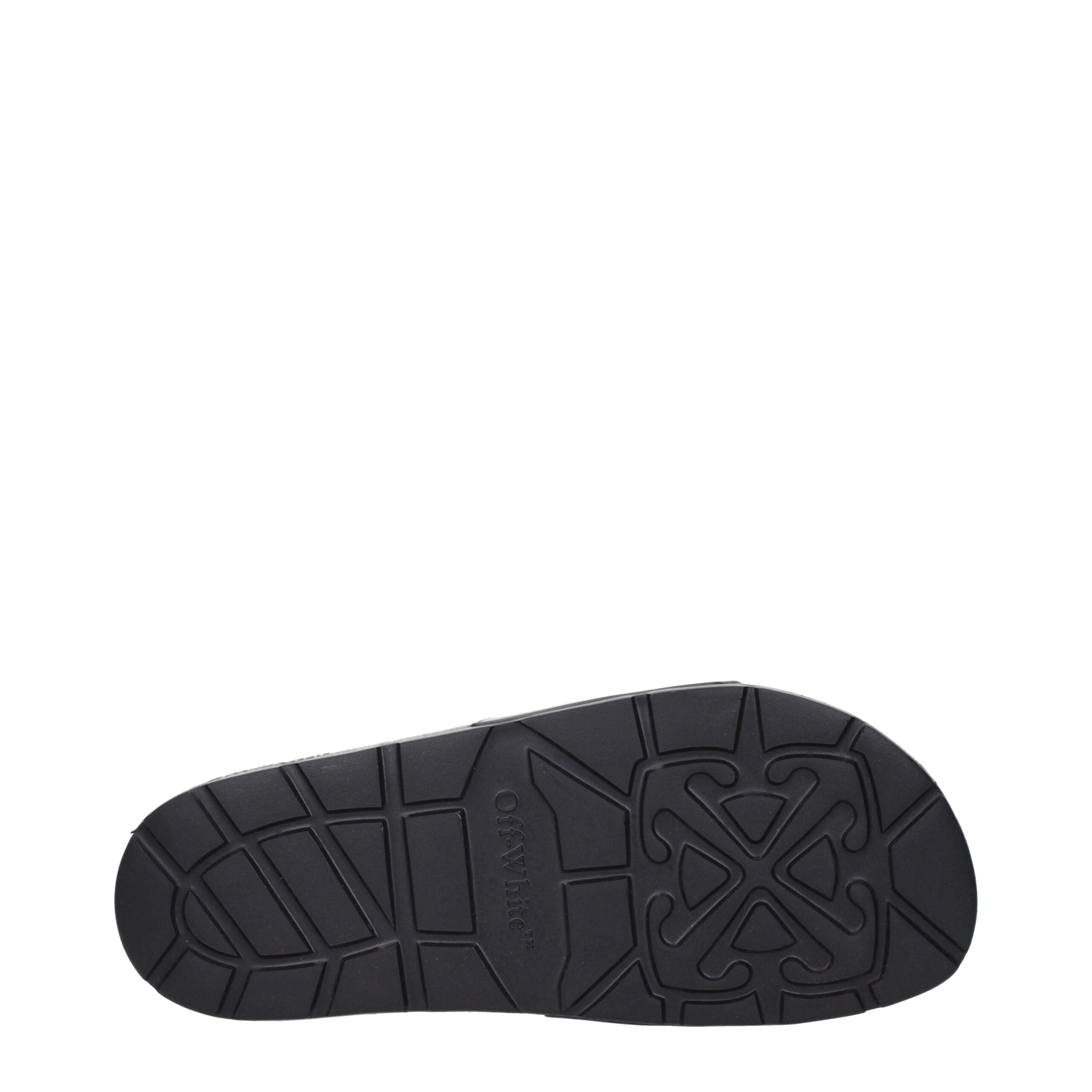 Black Cotton Slippers Sandals Off-White