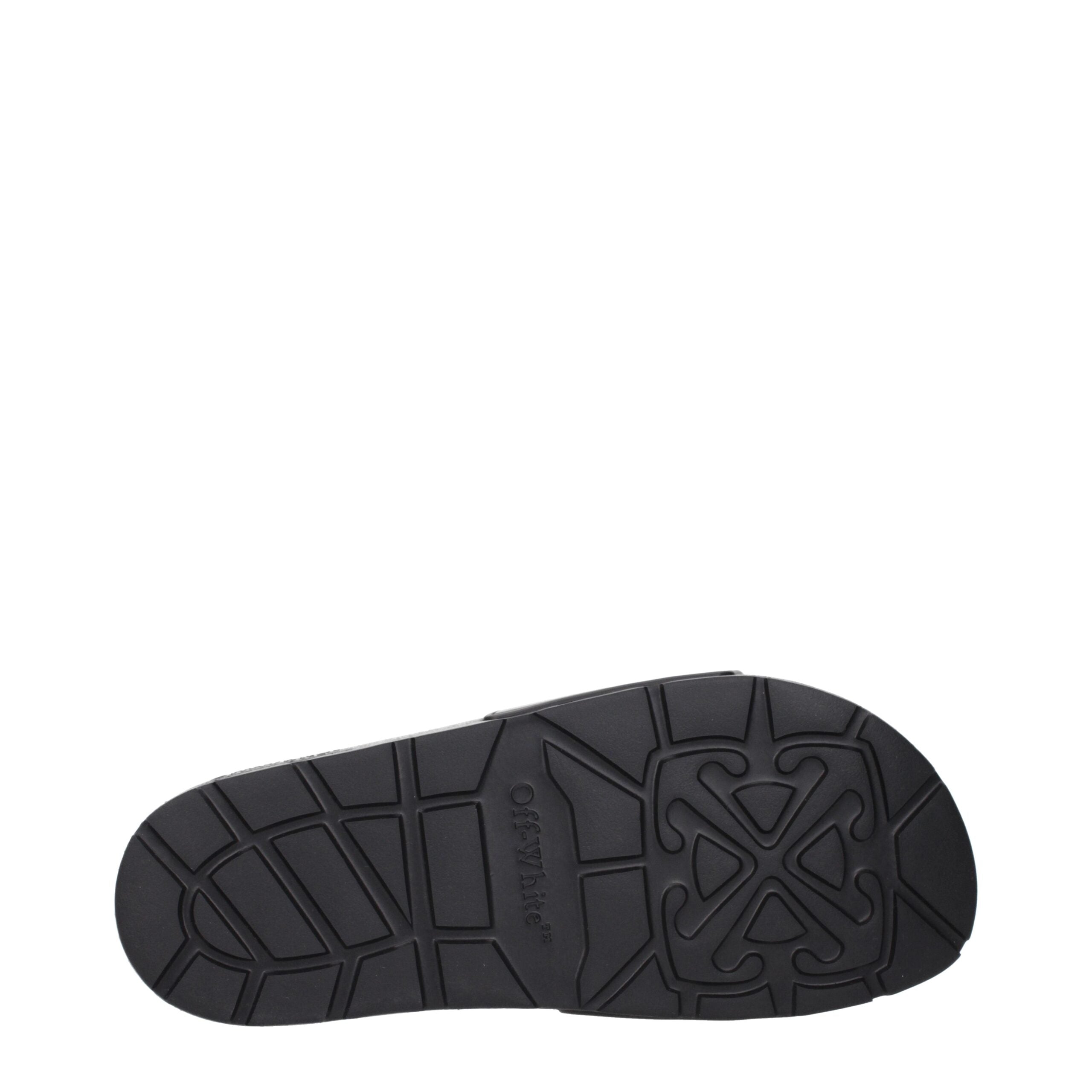 Black Cotton Slippers Sandals Off-White