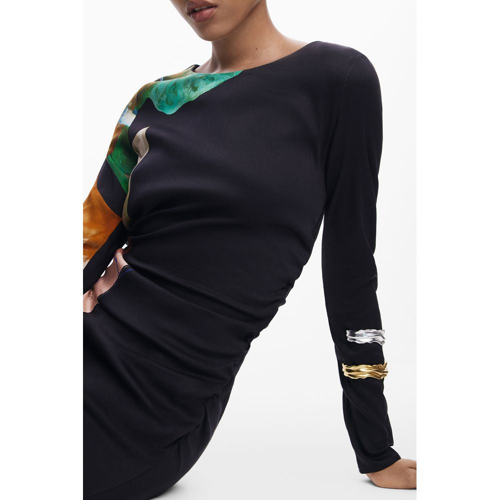 Black Viscose Women Dress Desigual