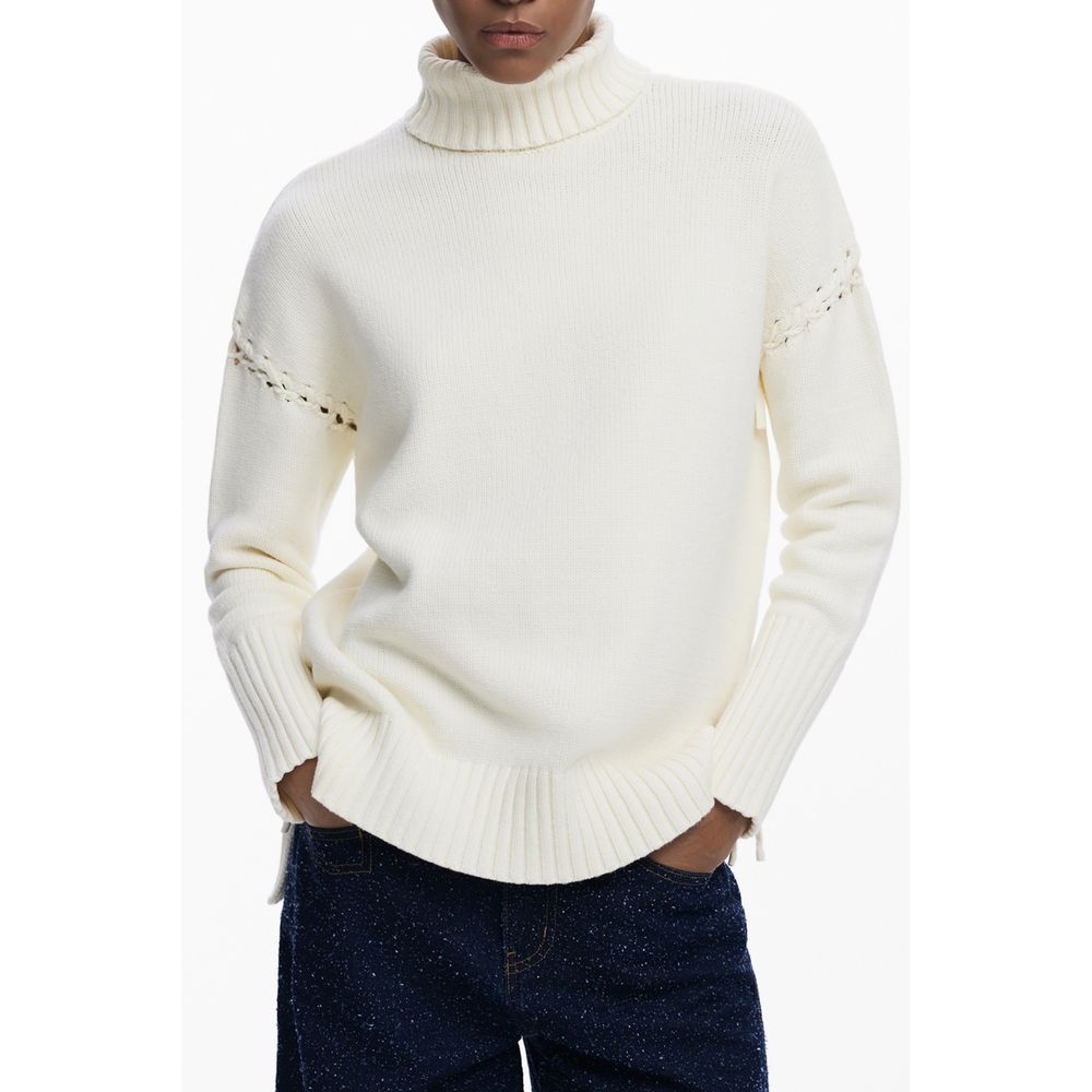 White Cotton Women Sweater Desigual