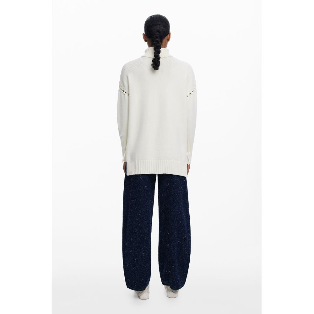 White Cotton Women Sweater Desigual