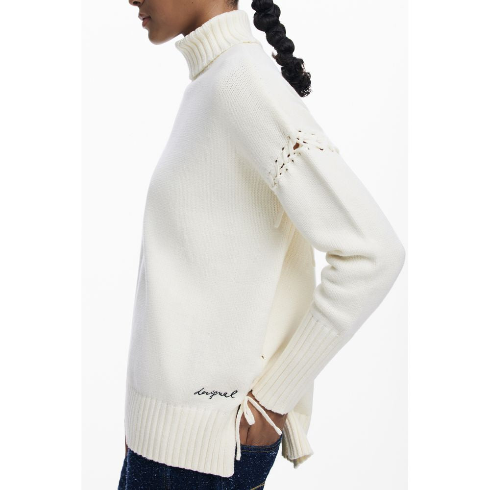 White Cotton Women Sweater Desigual
