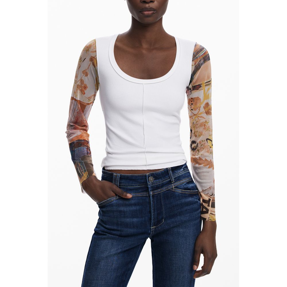 White Polyester Women Sweater Desigual