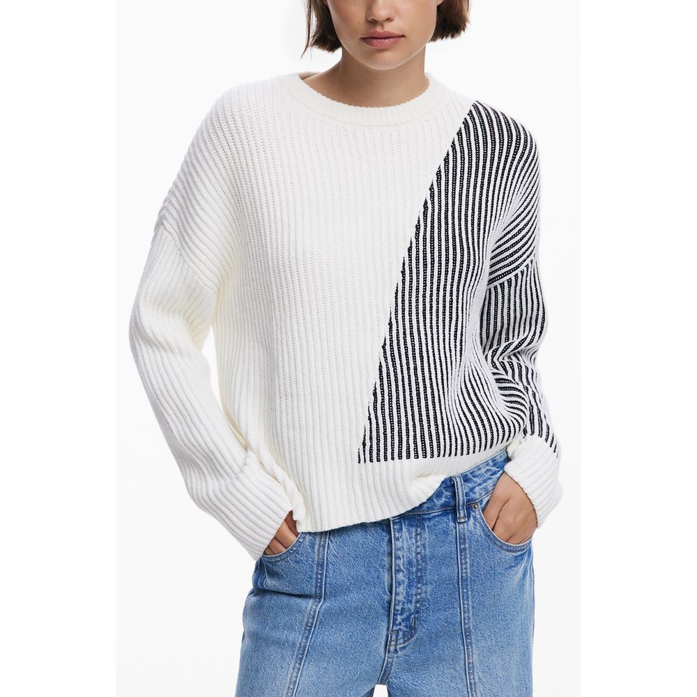 White Cotton Women Sweater Desigual