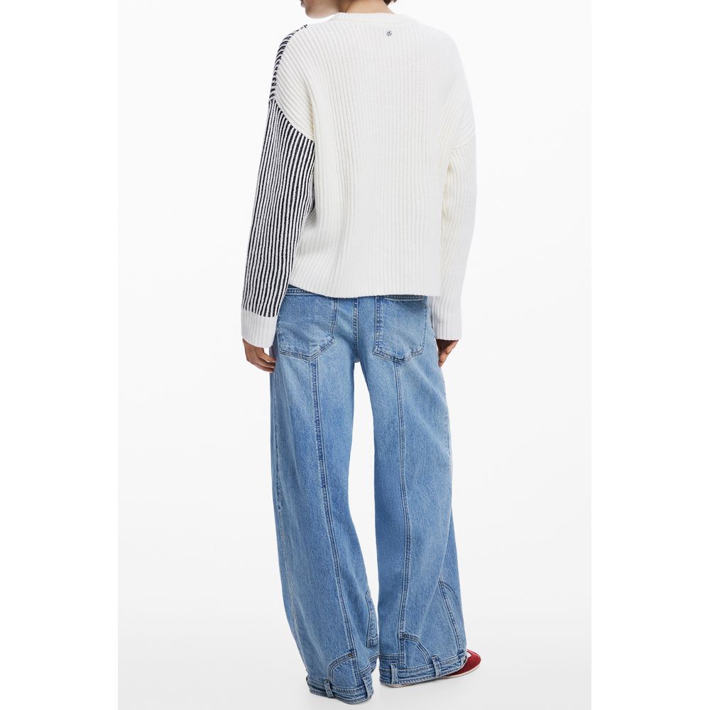 White Cotton Women Sweater Desigual