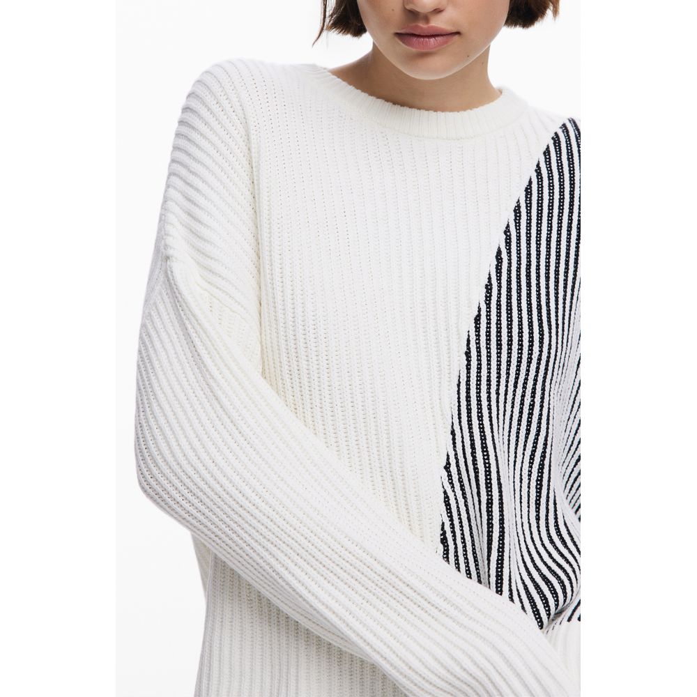 White Cotton Women Sweater Desigual