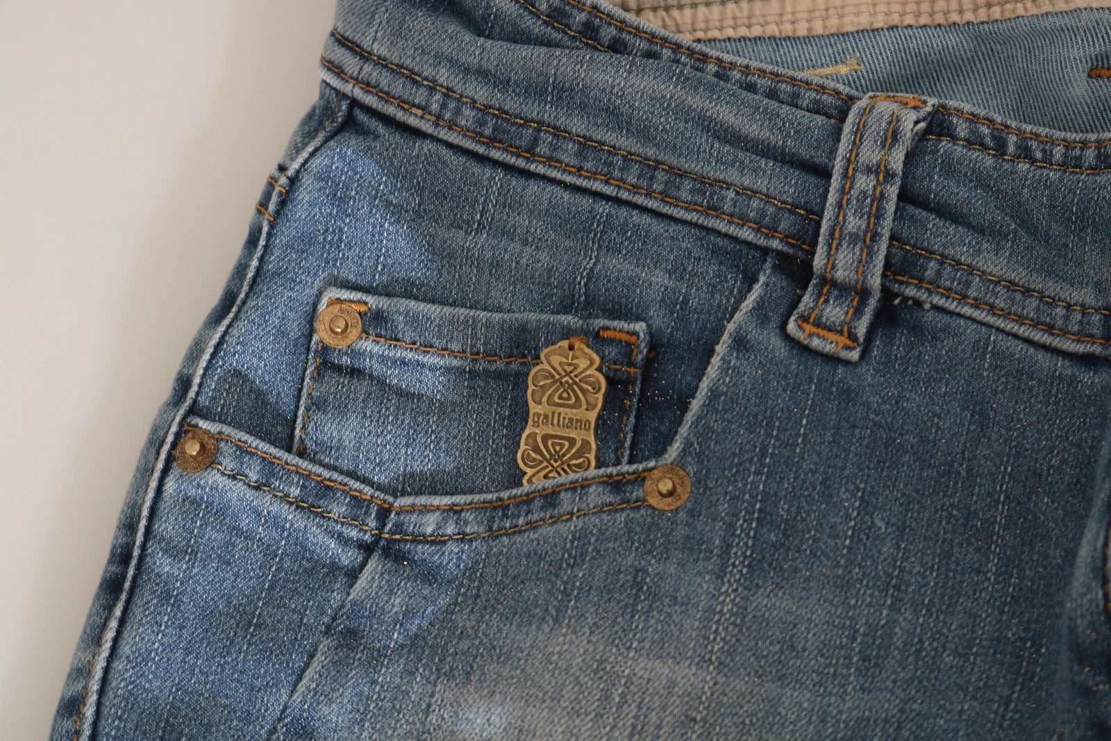 Blue Washed Mid Waist Skinny Casual Denim Pants John Galliano