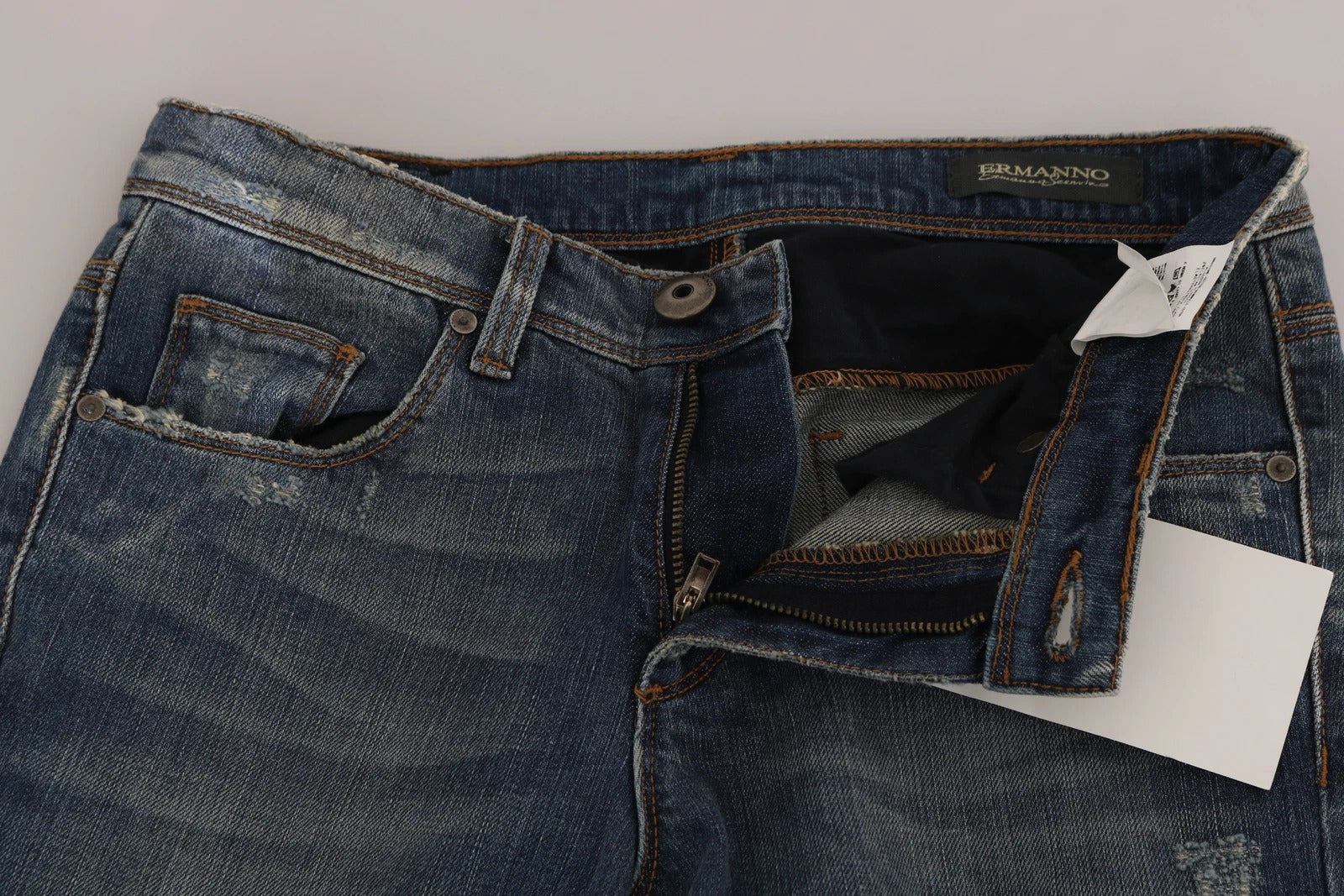 Blue Washed Boot Cut Casual Denim Pants Jeans Ermanno Scervino