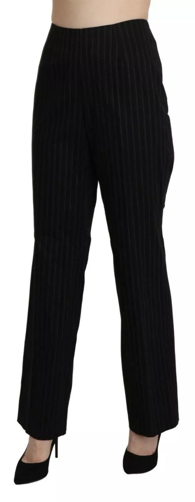Black High Waist Straight Dress Trouser Pants BENCIVENGA