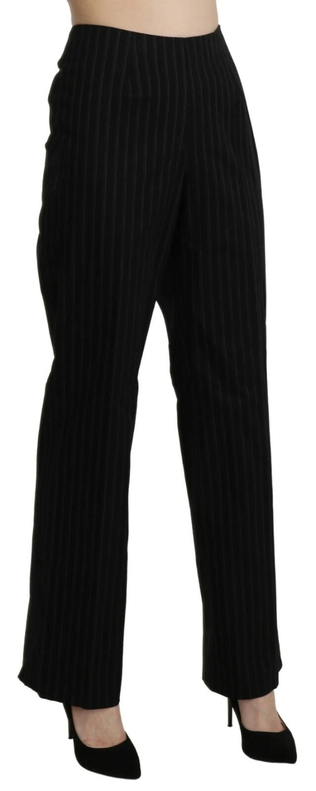 Black High Waist Straight Dress Trouser Pants BENCIVENGA