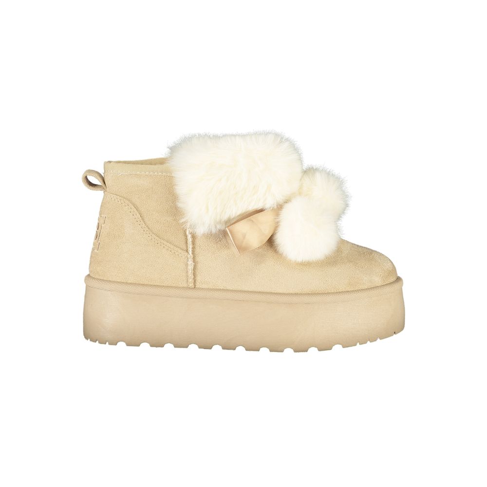 Beige Polyester Women Boot Laura Biagiotti