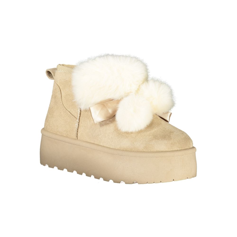 Beige Polyester Women Boot Laura Biagiotti