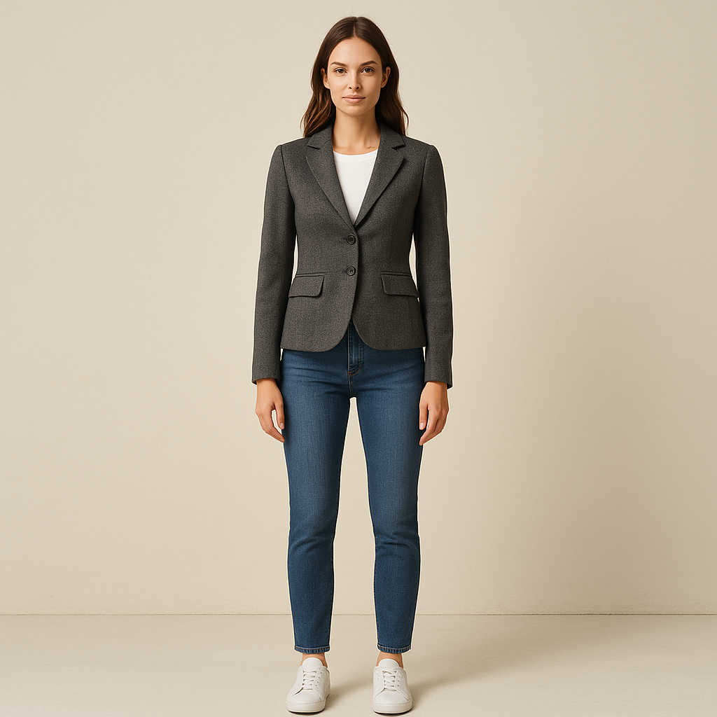 grey herringbone jacket pre-loved Shopella