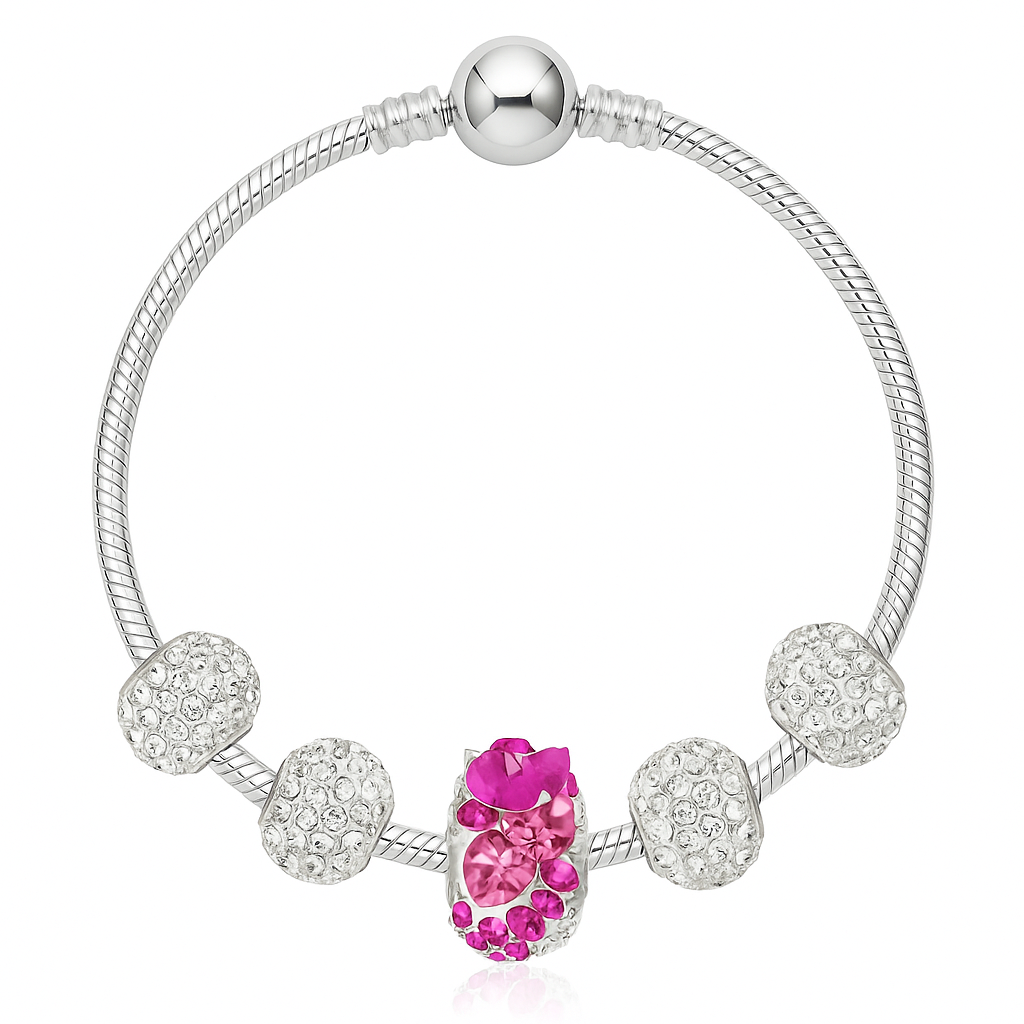 Swarovski Crystal BeCharmed Flying Heart Bead silver Charms Shopella