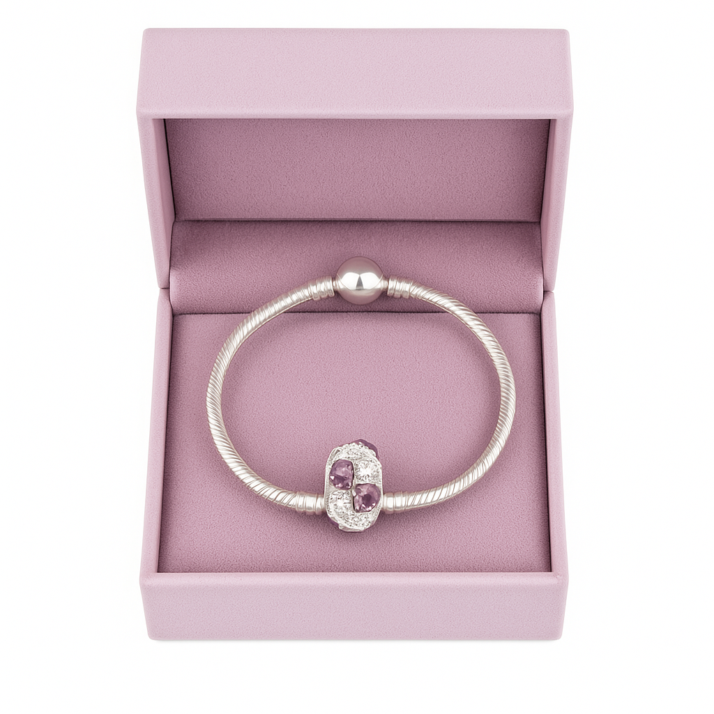 Swarovski Becharmed Fuchsia & Purple Charm silver Charms Shopella