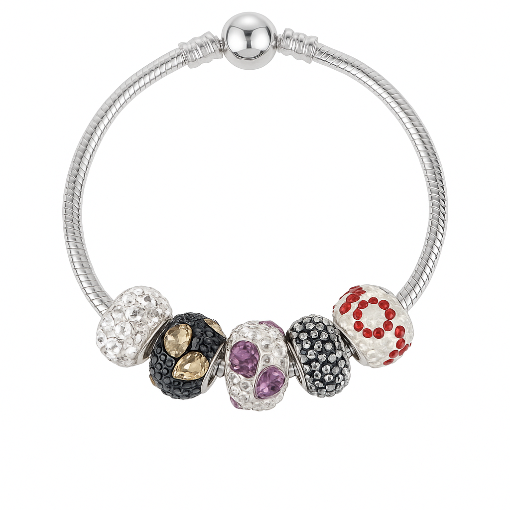 Swarovski Becharmed Fuchsia & Purple Charm silver Charms Shopella