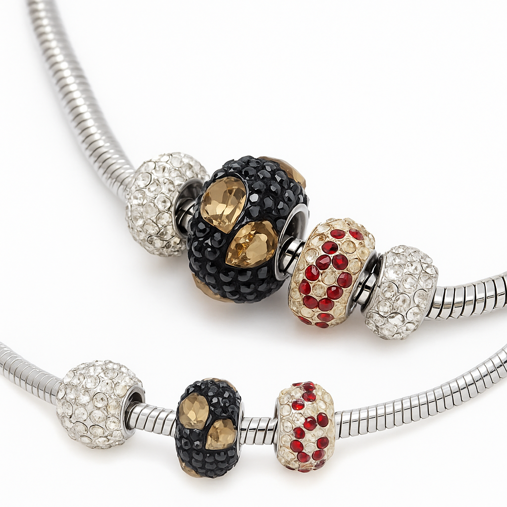 Swarovski Gold & Black silver Charms Shopella