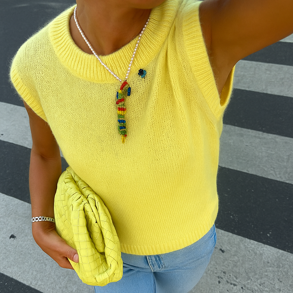 The Jade Yellow Knit Top sweaters kakaclo