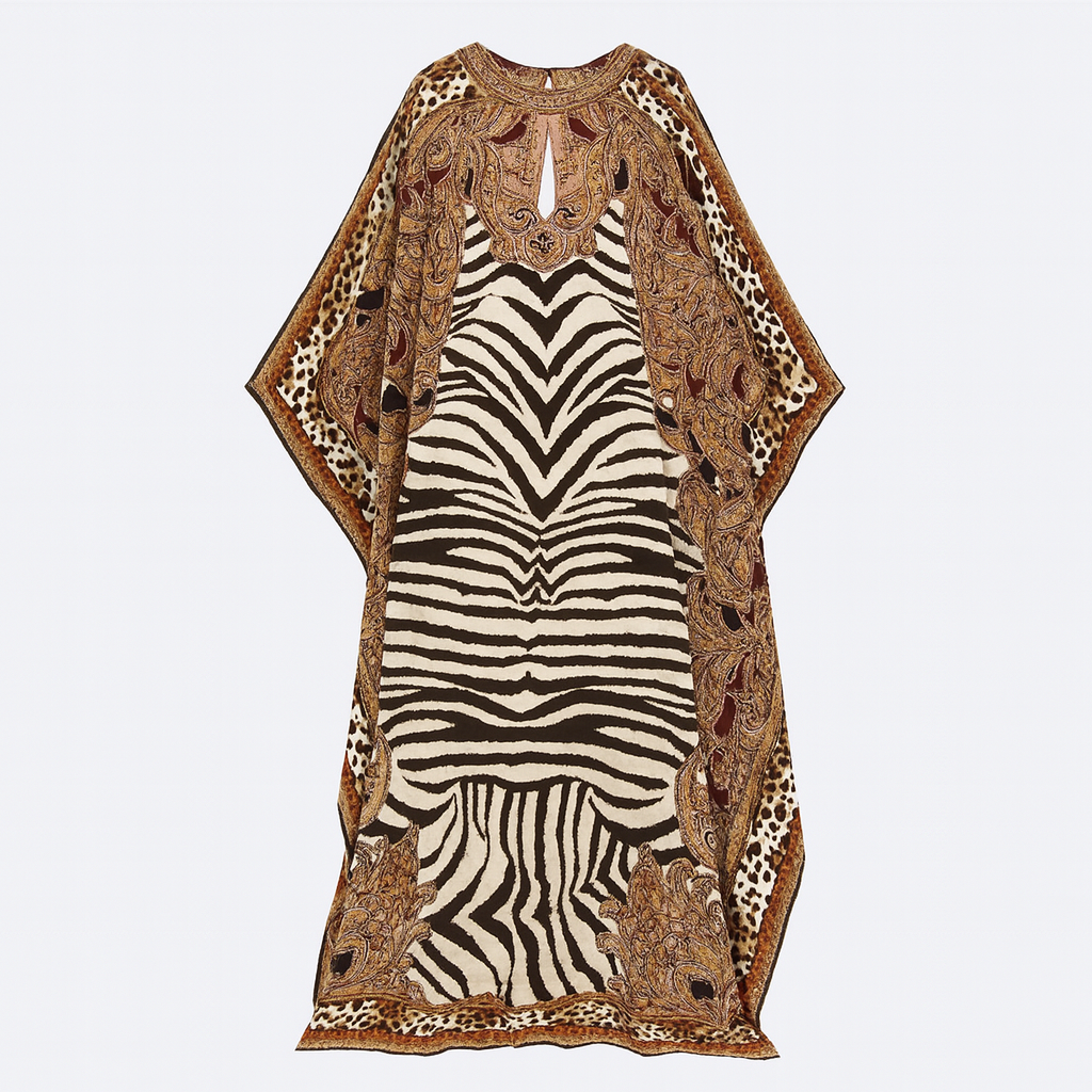 Leopard Print Kaftan Dress Dresses kakaclo Brown FREESIZE