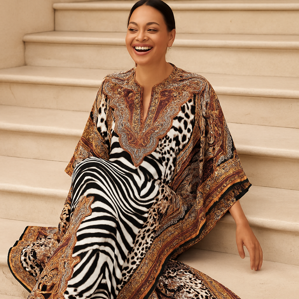 Leopard Print Kaftan Dress Dresses kakaclo