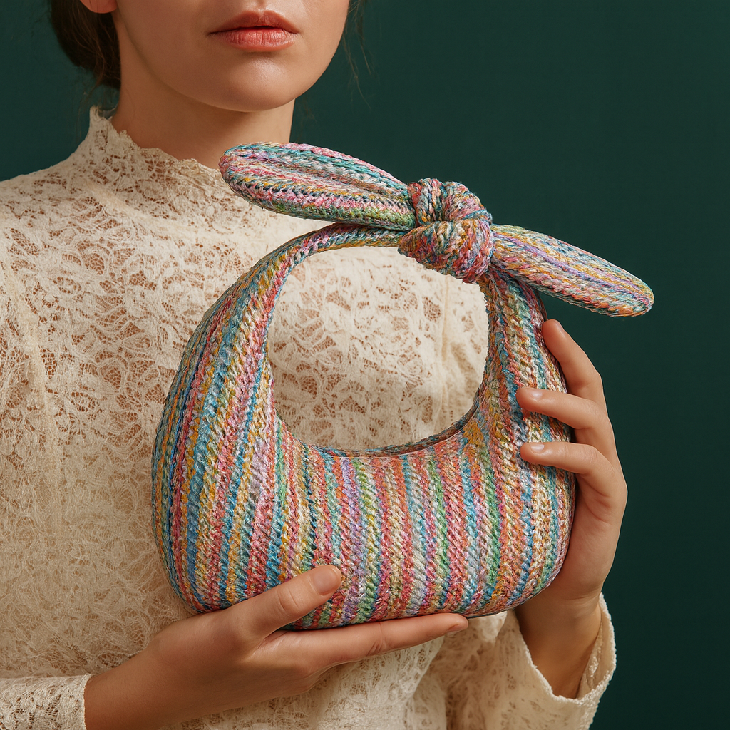 Vacation Style Bow Straw Handbag Clutch bags Dropshipman