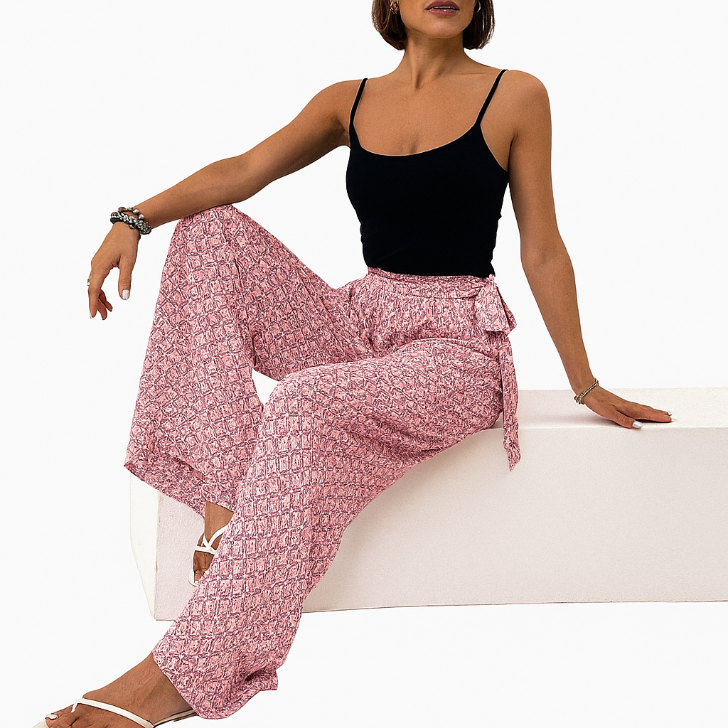 Printed Wide-Leg Trousers bottoms kakaclo