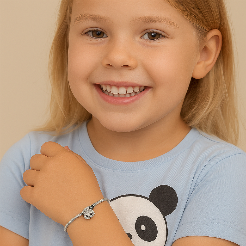 Happy Panda Girl Charm silver charms Shopella