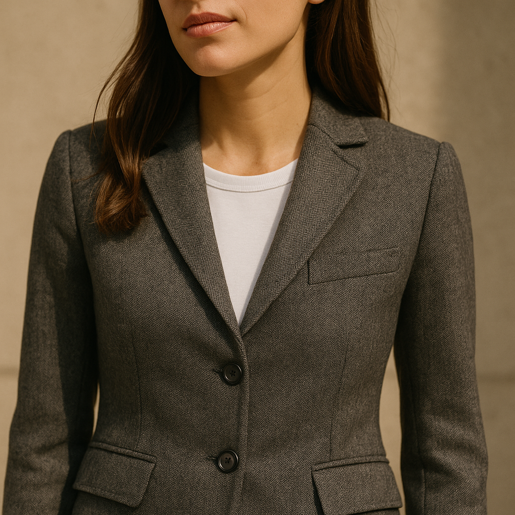 grey herringbone jacket pre-loved Shopella