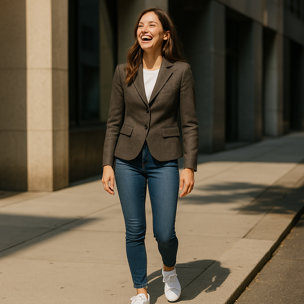 grey herringbone jacket pre-loved Shopella