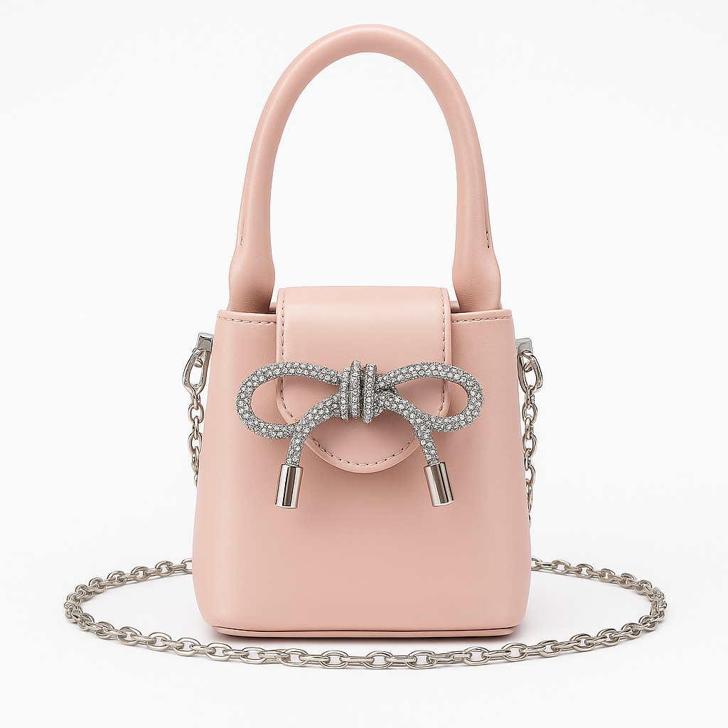 Mini Pink Rhinestone Bow Bag bags Shopella
