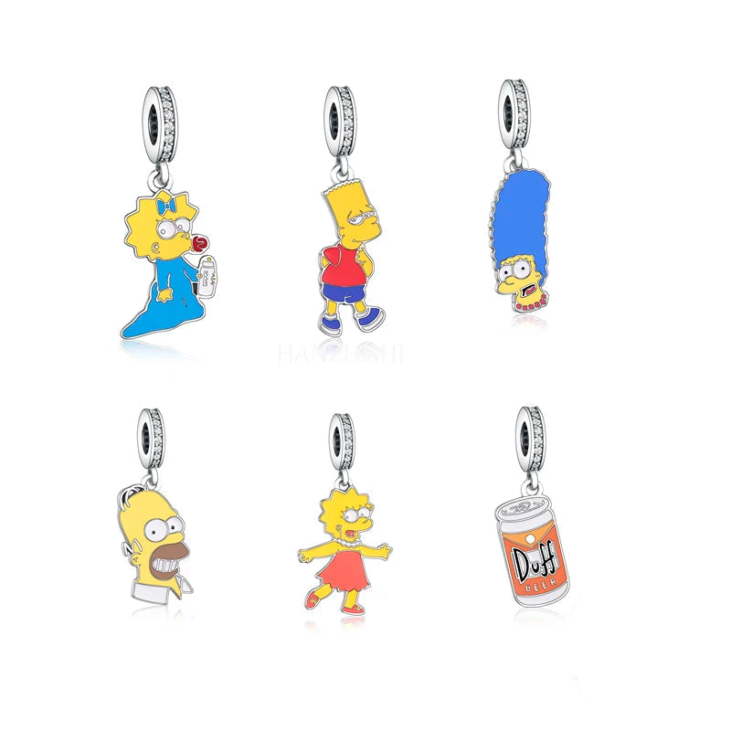 925 Sterling Silver Enamel Simpson Charms silver charms Shopella