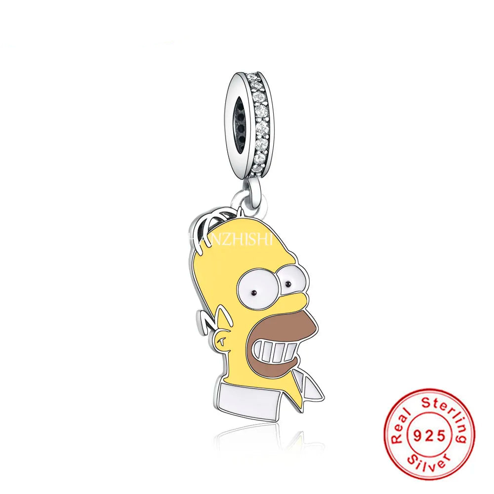 925 Sterling Silver Enamel Simpson Charms silver charms Shopella Q2050