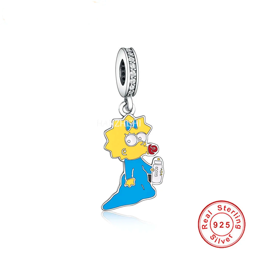 925 Sterling Silver Enamel Simpson Charms silver charms Shopella Q2019