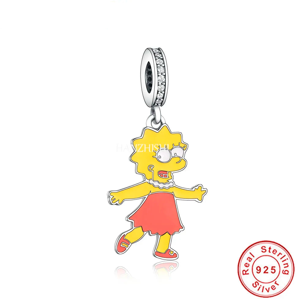 925 Sterling Silver Enamel Simpson Charms silver charms Shopella