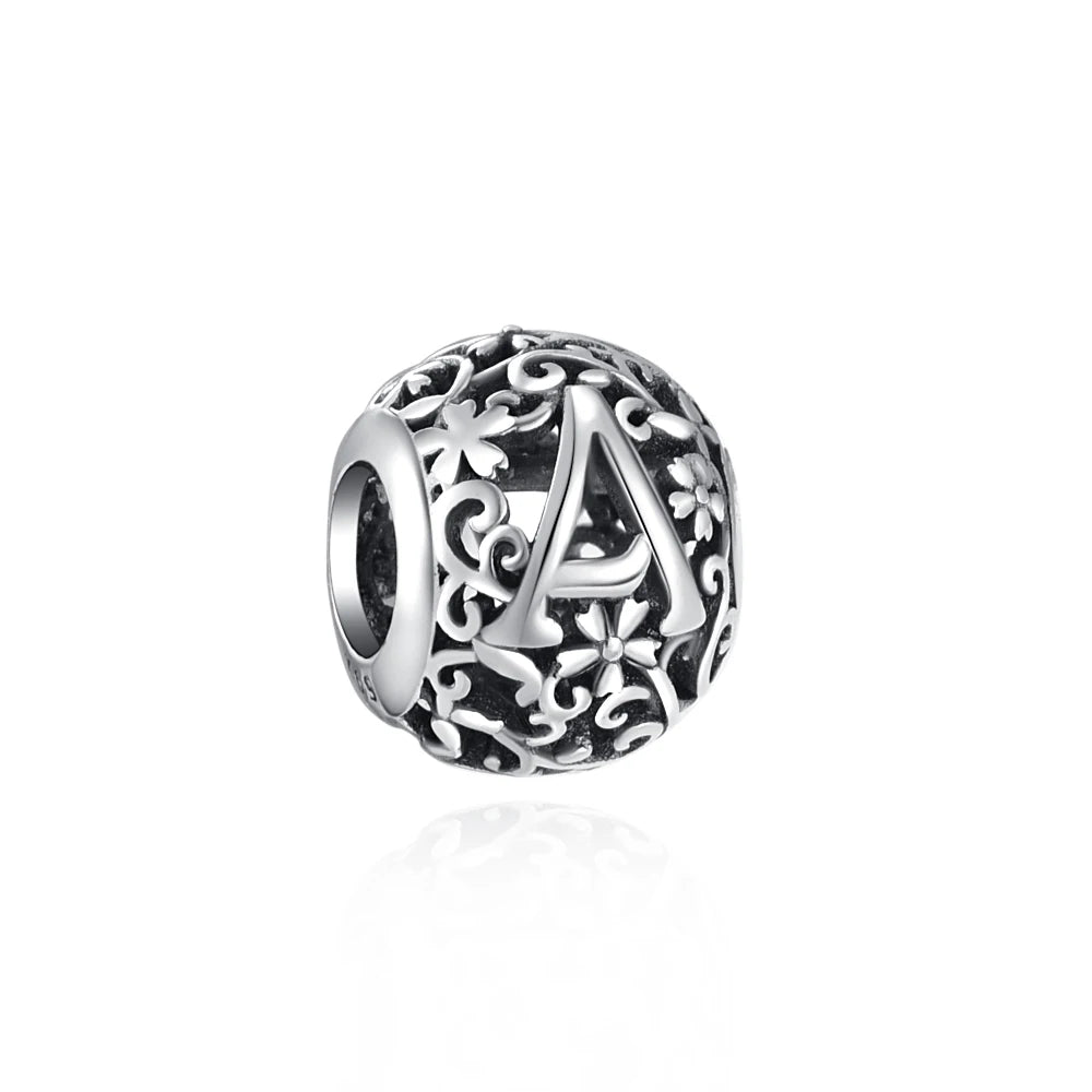Silver 925 Vintage Letter Charms silver Charms Shopella A a