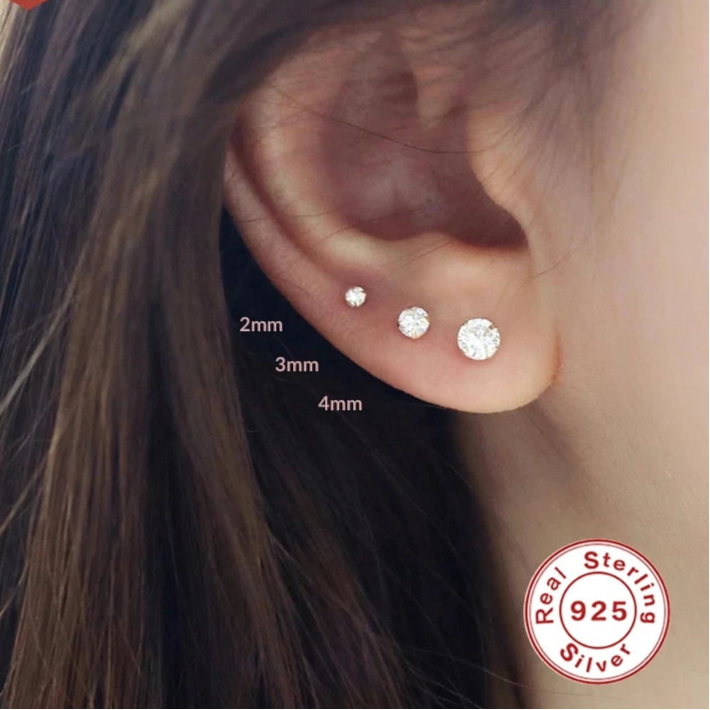 3pcs 925 Sterling Silver Stud Earrings Dropshipman