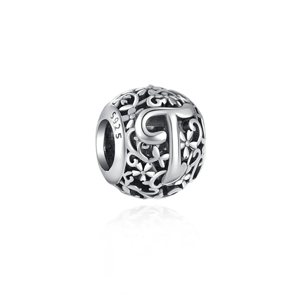 Silver 925 Vintage Letter Charms silver Charms Shopella T a