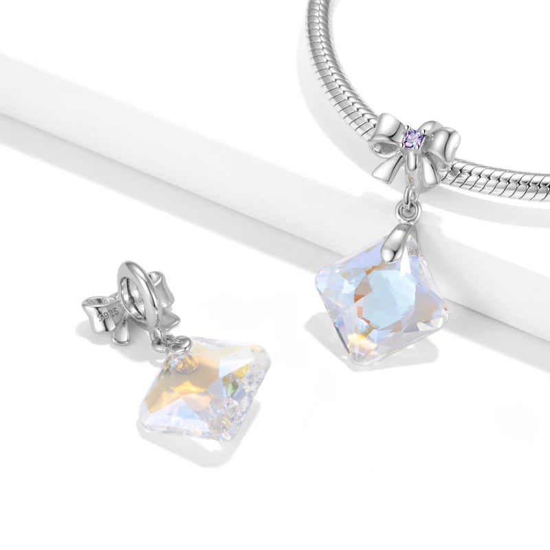 The Bowknot Crystal Pendant silver Charms Shopella