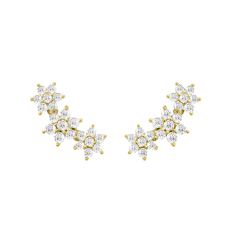 Zircon Flower Stud Earrings earrings Dropshipman Gold