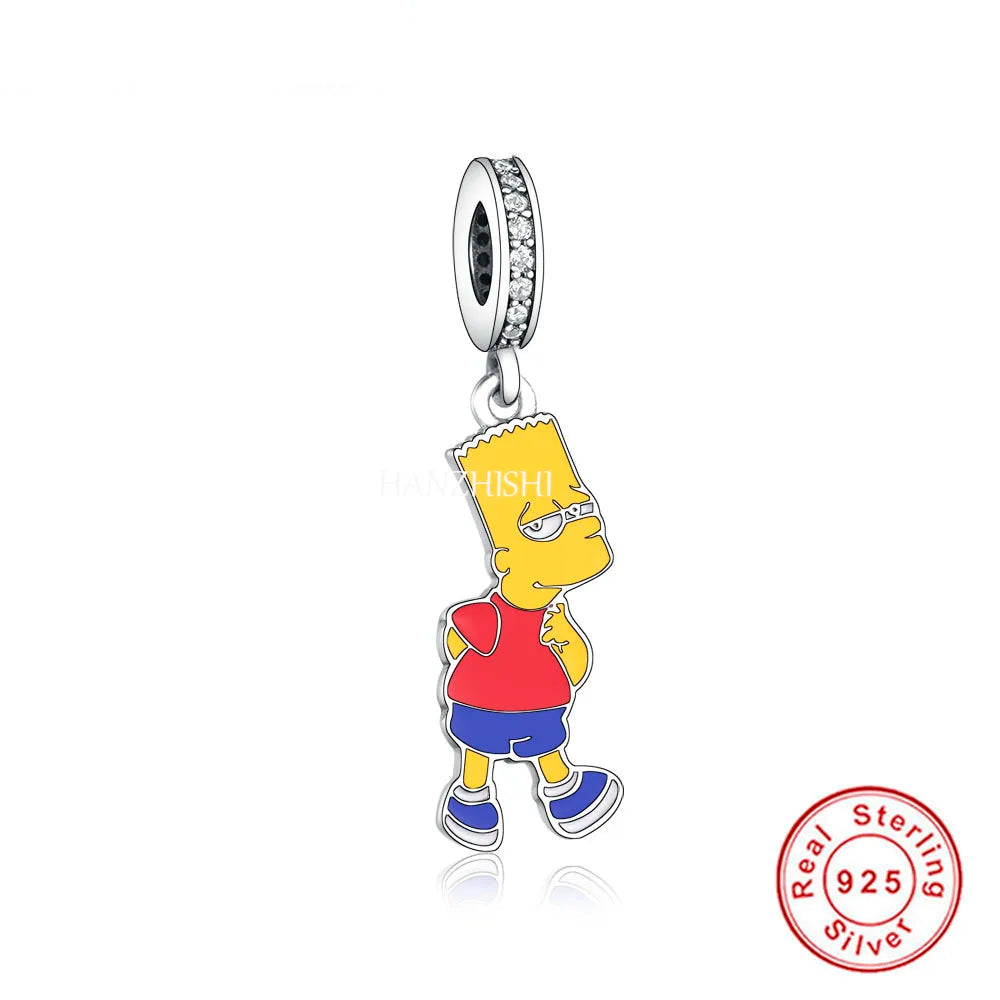 925 Sterling Silver Enamel Simpson Charms silver charms Shopella Q2046