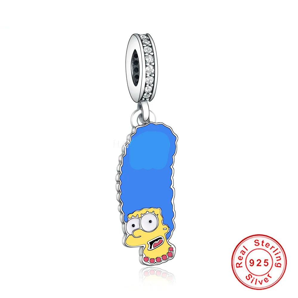 925 Sterling Silver Enamel Simpson Charms silver charms Shopella
