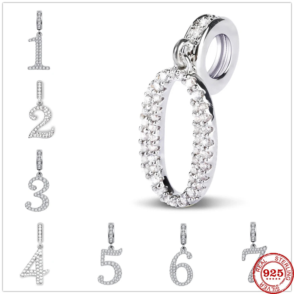 New 925 Sterling Silver Number Charms Charms & pendants Shopella