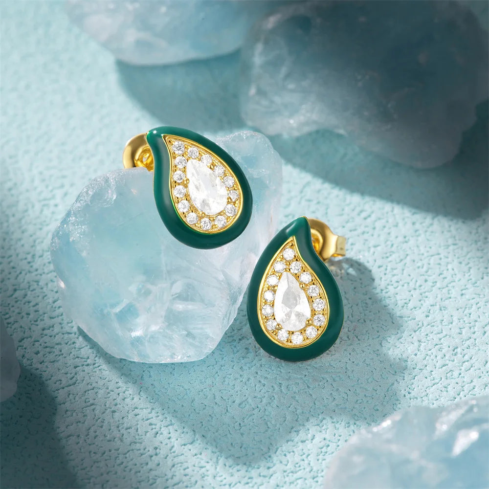925 Sterling Silver Blue and Green Zircon Earrings Evil Eye Luxury Water Drop Ear Buckles For Women Party Elegent Fine Jewelry Dropshipman