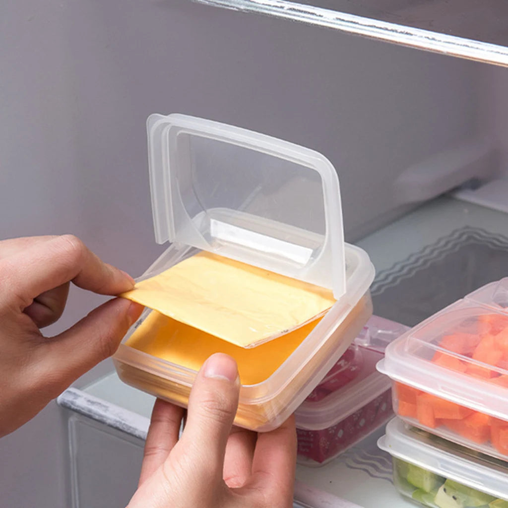 2pcs Butter Cheese Storage Box Transparent Cheese Box Refrigerator Kitchen Fruit Vegetable Fresh-keeping Organizer Storage Box Dropshipman